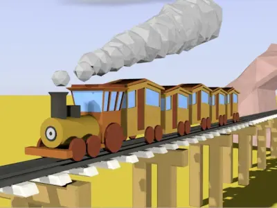 Cartoon Animated Train 3D model