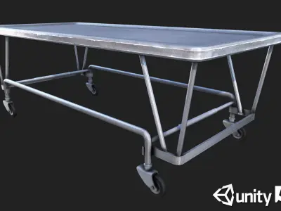 Old Hospital Steel Gurney Low-poly 3D model