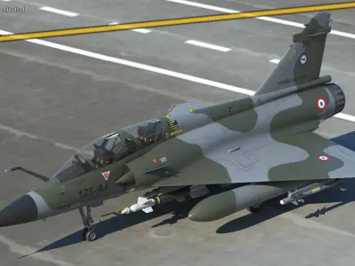 Dassault Mirage 2000N Tactical Bomber Camouflage with Armament Rigged for Maya 3D model