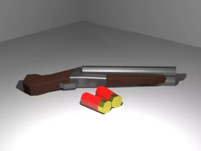 Low Poly Double Barrel Shotgun Low-poly 3D model