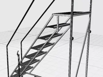 Warehouse Mobile Ladder with Platform 3D Model No Textures Low-poly 3D model