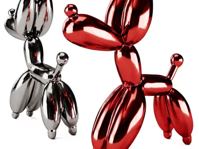 Red Dog Balloon Pop Art Sculpture 3D model