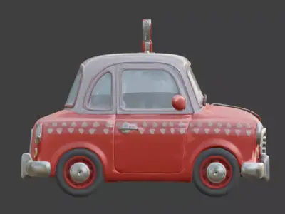 Stylized 3D Valentine  Taxi Model Low-poly 3D model