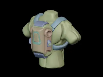 Sci-fi themed bag with armored vest Low-poly 3D model
