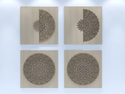 Wall panel wood ornament 3D model