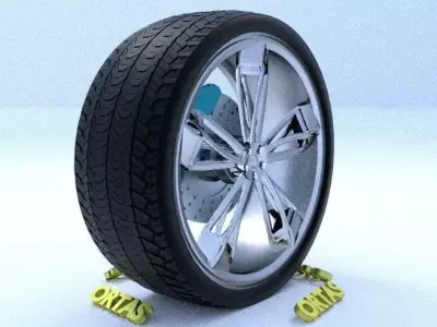 ORTAS CAR RIM 29 GAME READY RIM TIRE AND DISC 3D model