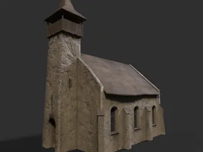 Medieval church Low-poly 3D model