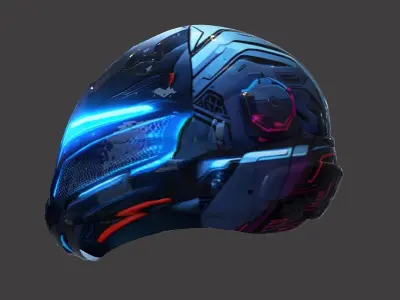 Cyberpunk Helmet  Low-poly 3D model