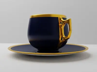 Antique blue and golden cup Free low-poly 3D model