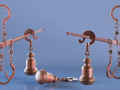 Antique Roman Steelyard Balance Scale 3D model