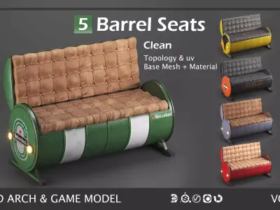 5 Barrel Seats  3D model