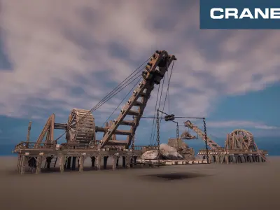Giant Medieval Cranes Pack Low-poly 3D model