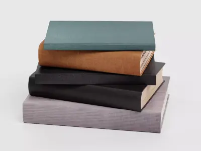 Pile of 5 Blank Books - Realistic Hardcover Publications Set 3D model