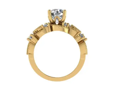 Ring258 ornate diamond engagement ring gold 3D print model