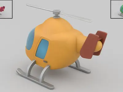 cartoon helicopter Free low-poly 3D model