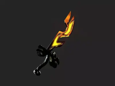 Fantasy beast flame sword Low-poly 3D model