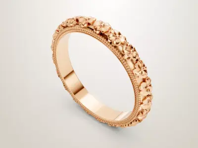 Wedding band Antique Vintage Flower engagement ring 3D print model