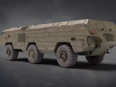 9K79 Tochka U Soviet tactical missile complex Lowpoly Game-ready Low-poly 3D model