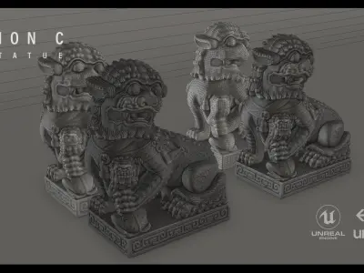 Lion C chinese statue of 3D model