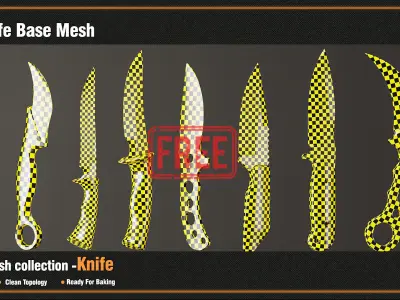 22 Knife Base Mesh- vol 4 - Game Ready  Free low-poly 3D model