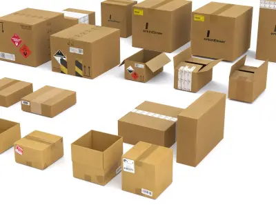 Chemical Lab Shipping Box Package Dangerous Goods Label PBR Low-poly 3D model