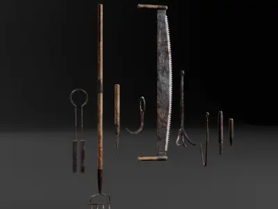 Bloody Torture Tools  Low-poly 3D model