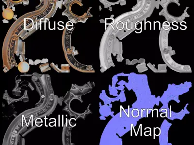 Antique Compass Amulet model pack Low-poly 3D model