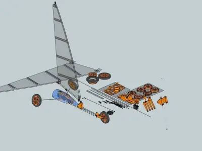 3D printed RC land sailing 3D print model