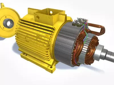 Asynchronous motor DC  Low-poly 3D model