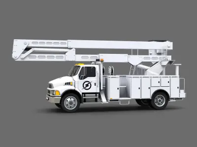 Big Truck With Crane Low-poly 3D model