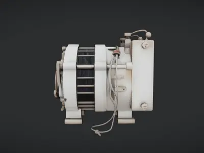 industrial electric motor with exposed wires 3D model