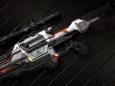 Sci-fi Gun Low-poly 3D model 7