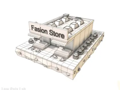 Cartoon Fashion Store City Building Low-poly 3D model