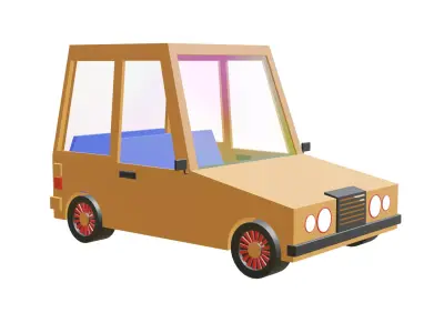 Cartoon Low Poly City Car  Stylized Cartoonic Toy Car 3D model