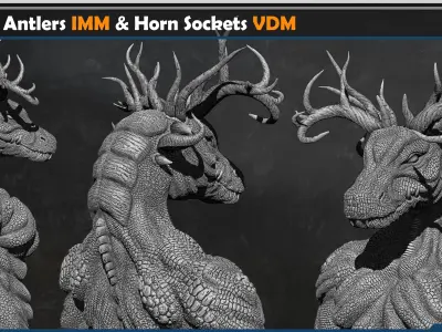 40 Horns Antlers IMM - Horn Sockets VDM Vol 02 3D model