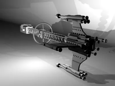 Spaceship 3d model in shadows 3D model