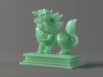 carved model jade seal Panlong Dragons 3D model purchase