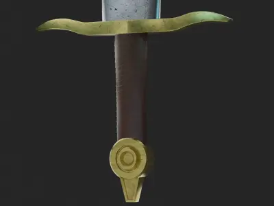 Realistic  Sword - Steel and Gold Low-poly 3D model