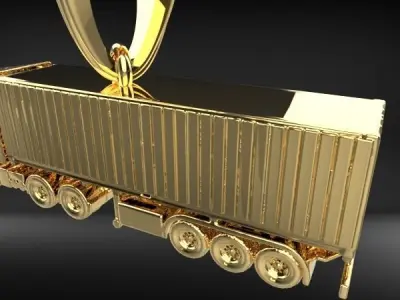 Wheeler Semi Trailer Truck Pendant Solid  3D print model