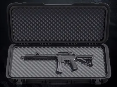 MR-44 Assault rifle With Hands And Weapon Case Low-poly 3D model