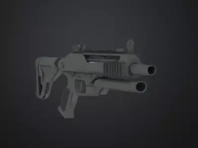 High-Poly Futuristic Bullpup Shotgun 3D Model 3D model