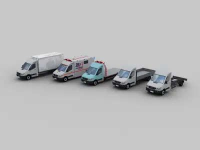 Ambulance and Truck Pack Low-poly 3D model