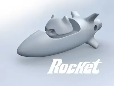 Rocket 1 Cartoon Keychain  3D print model