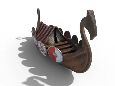 Viking Ship Drakkar PBR Low Poly Low-poly 3D model