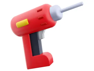 Cordless drill cartoon icon 3D model
