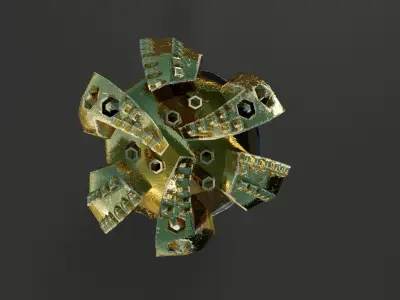 Drill Bit PDC Low-poly 3D model