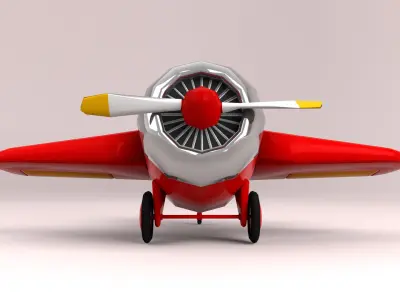 Rigged Cartoon Plane Low-poly 3D model
