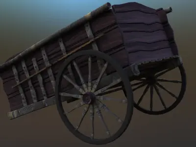 wooden cart  cartoon 3d model 3D model