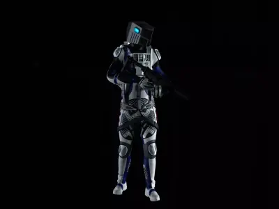 Robot Soldier - Assault Soldier Low-poly 3D model 15
