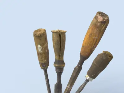 Chisels High Poly pair of woodworking tools 3D model